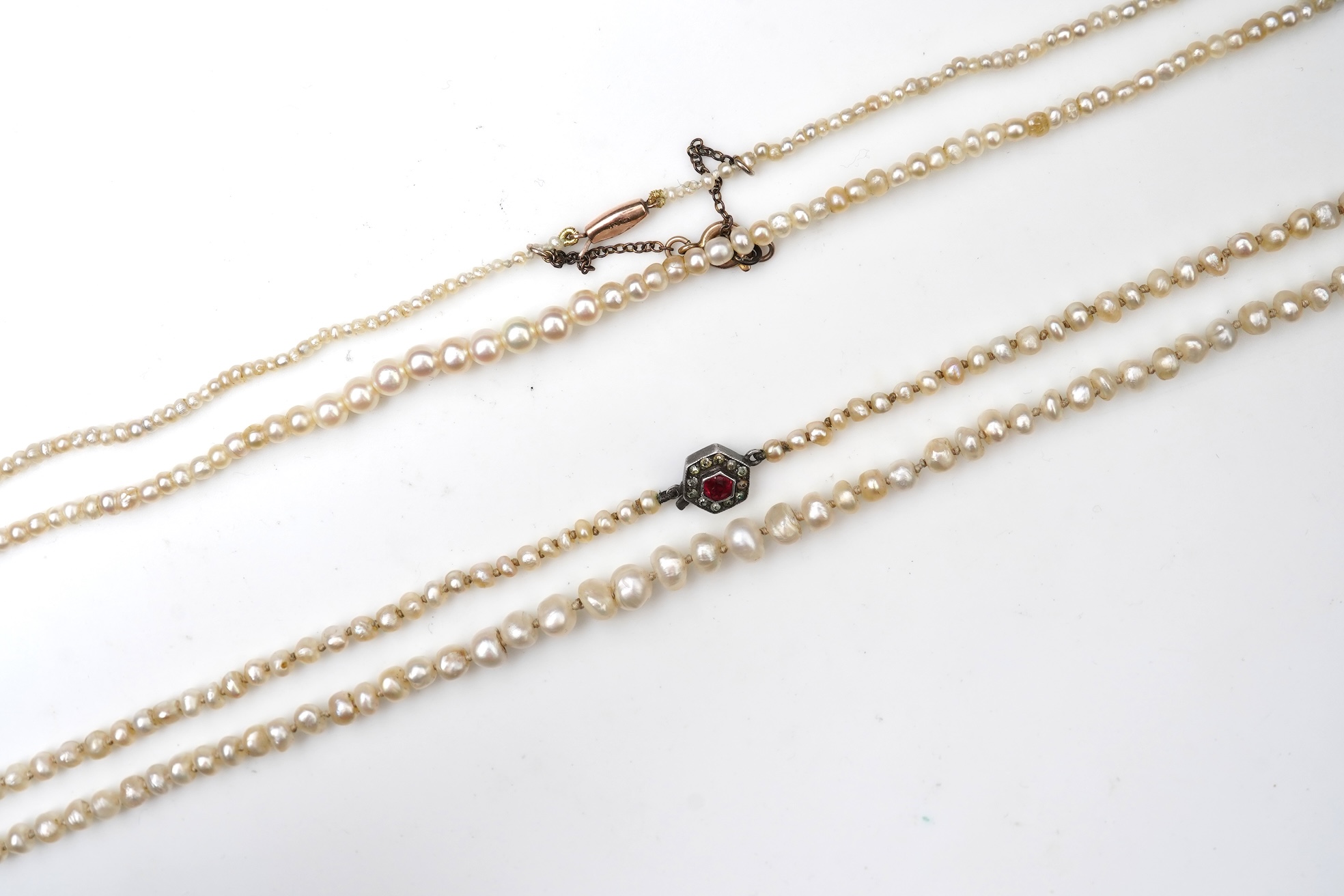 Two cultured pearl necklaces, early 20th century